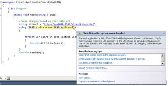File Not Found Exception